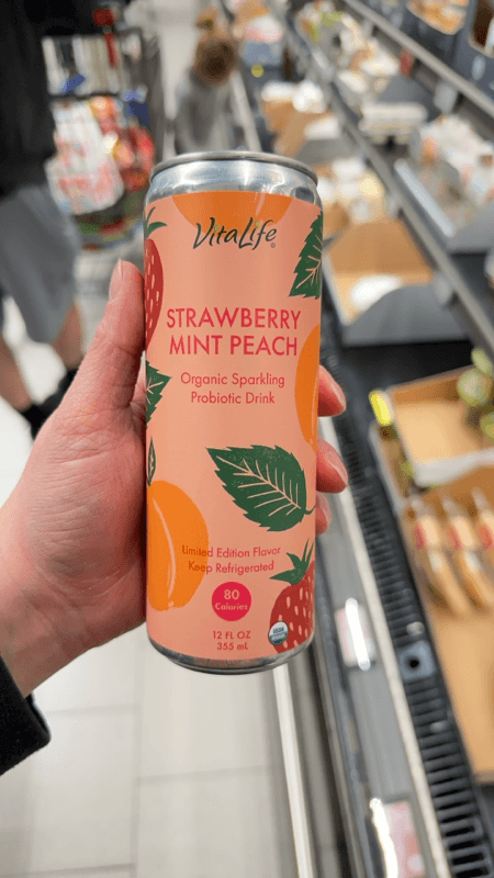 Vitalife Strawberry Mint Peach Organic Sparkling Probiotic Drink