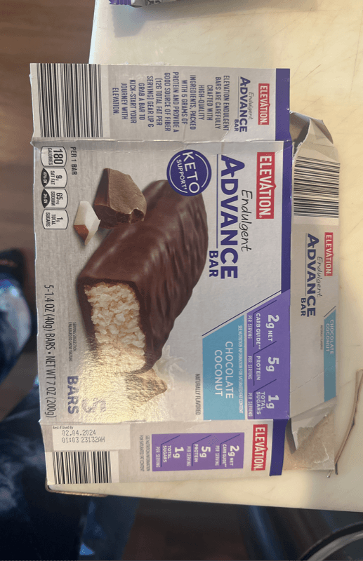 Elevation Endulgent Advance Bar Chocolate Coconut
