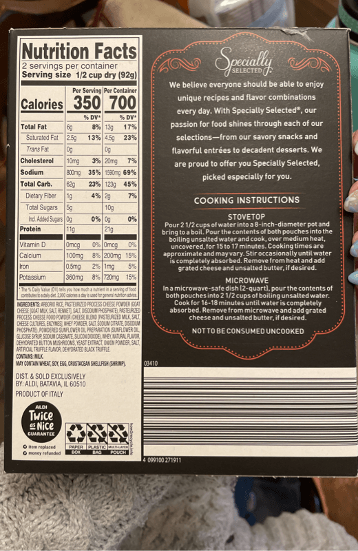 Aldi Specially Selected Goat Cheese Risotto Truffle