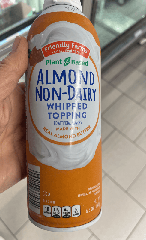 Friendly Farms Plant Based Almond Non-Dairy Whipped Topping Made With Real Almond Butter