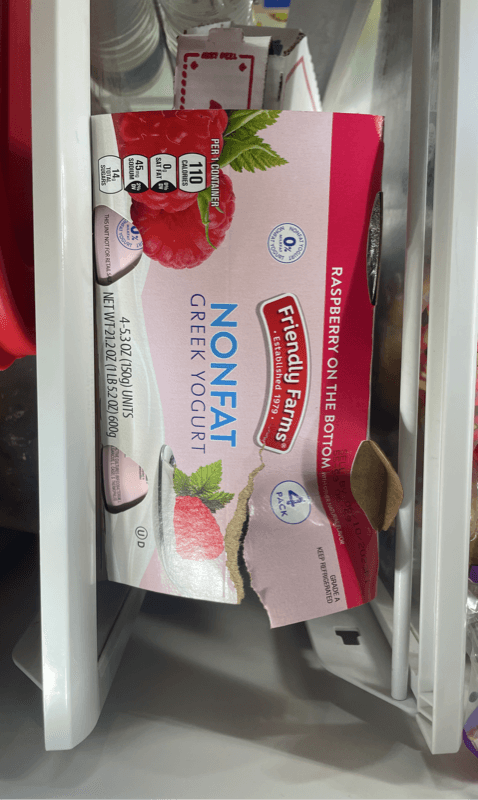 Friendly Farms Raspberry On The Bottom Nonfat Greek Yogurt