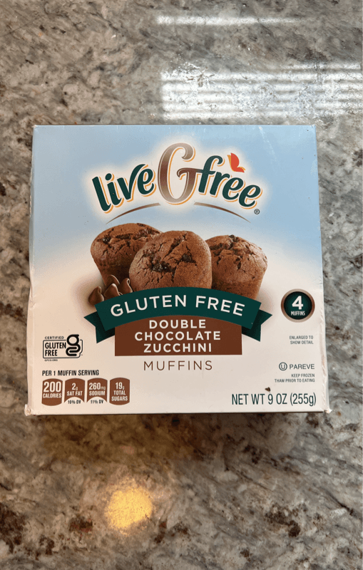 Livegfree Gluten Free Double Chocolate Zucchini Muffins, 4 Muffins