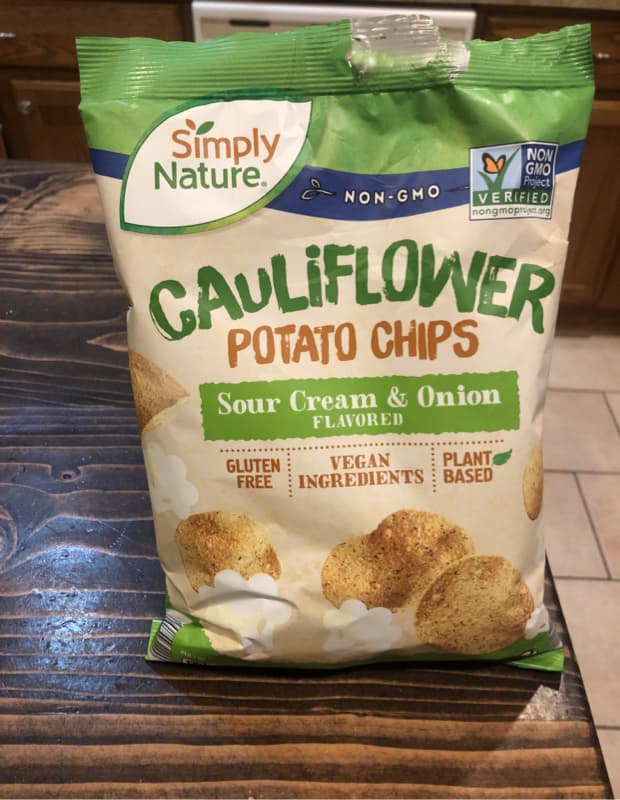 Simply Nature Non-Gmo Cauliflower Potato Chips Sour Cream & Onion Flavored