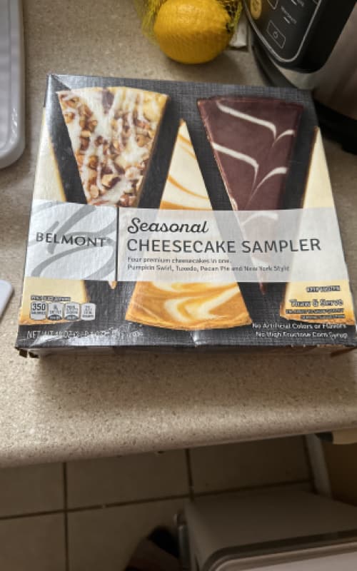 Belmont Seasonal Cheesecake Sampler Pumpkin Swirl, Tuxedo, Pecan Pie And New York Style