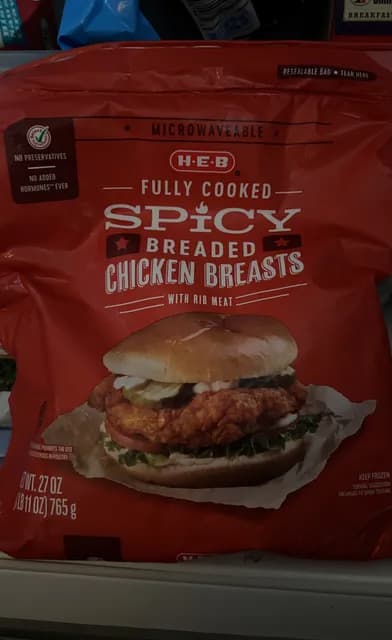 H.E.B Fully Cooked Spicy Breaded Chicken Breast With Rib Meat