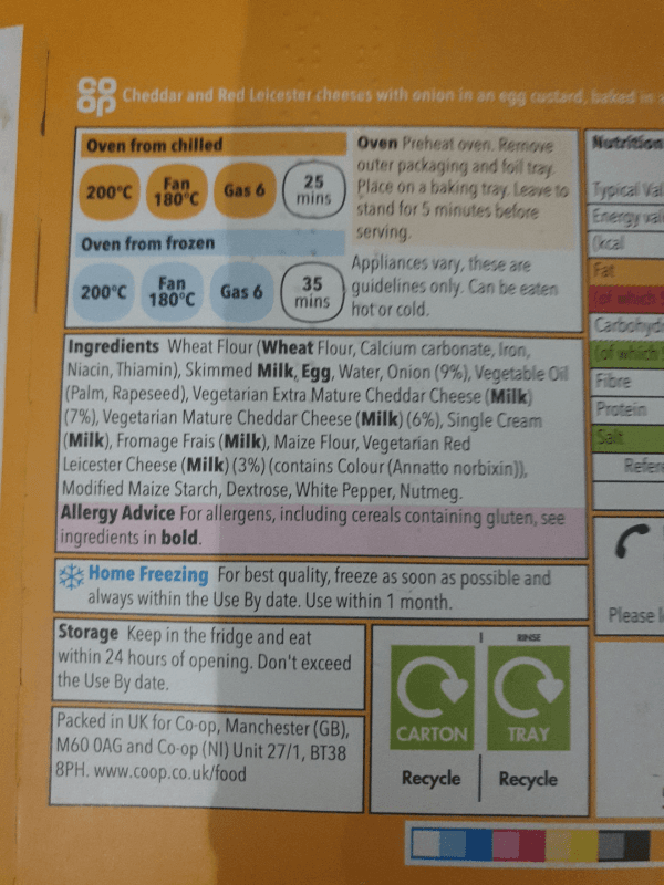 Co-Op Cheese & Onion Quiche