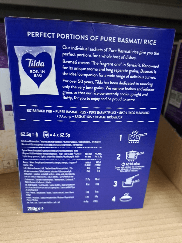 Tilda Boil In Bag Pure Basmati Rice