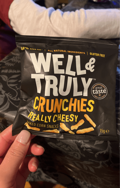Well & Truly Crunchies Really Cheesy Baked Corn Snacks