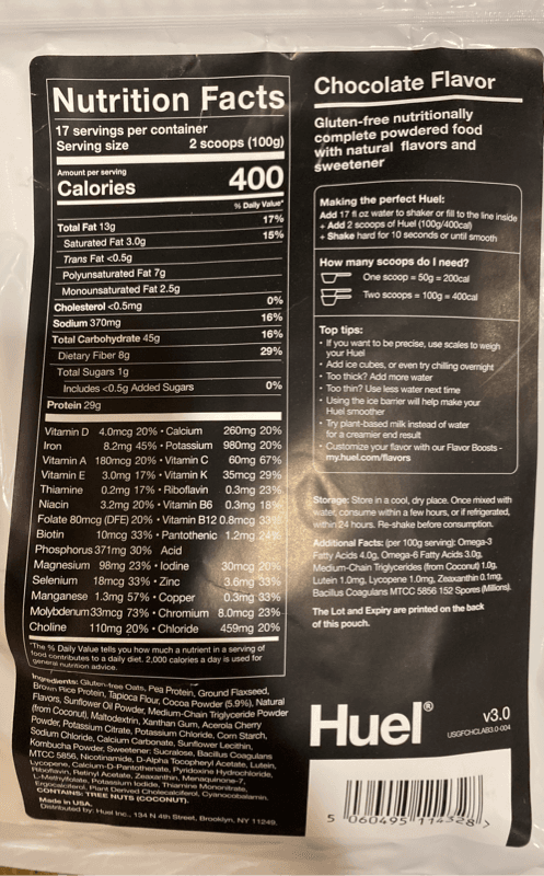 Huel Nutritionally Complete Food Chocolate Flavor