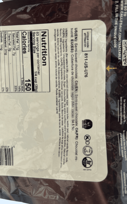Callebaut Recipe No 811 Semi-Sweet Chocolate 2.50 Kg