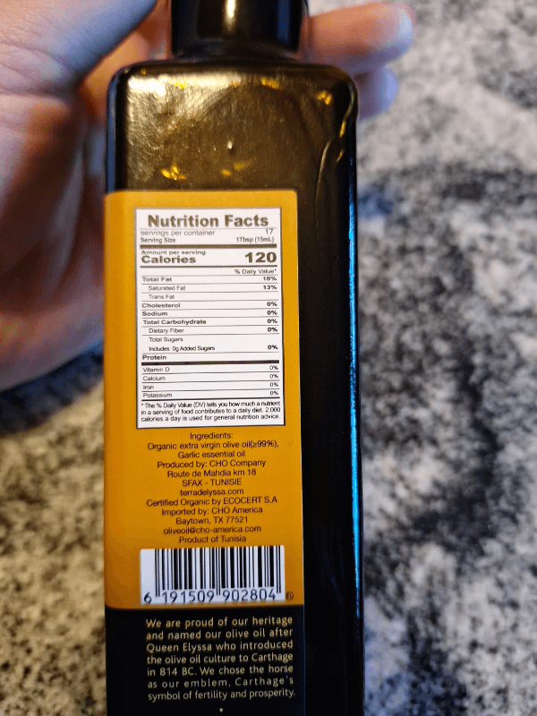 Terra Delyssa Organic Extra Virgin Olive Oil Infused With Garlic