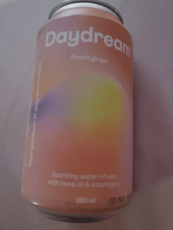 Daydream Peach Ginger Sparkling Water Infused With Hemp Oil & Adaptogens