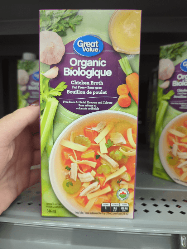 Great Value Fat Free Organic Chicken Broth