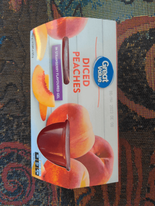Great Value Diced Peaches In Strawberry Flavoured Gel