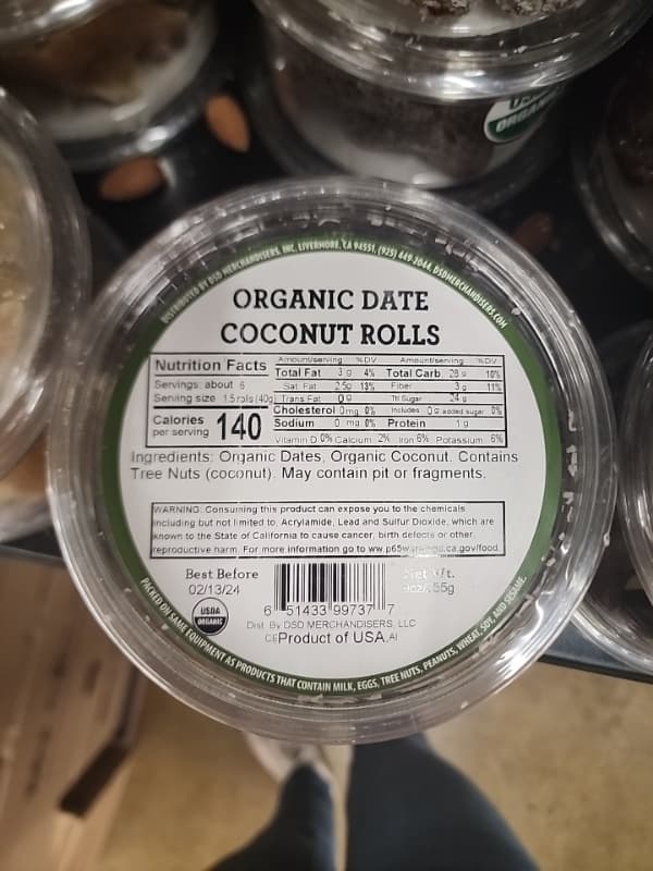 Organic Date Coconut Rolls