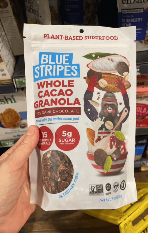 Blue Stripes Whole Cacao Granola 70% Dark Chocolate