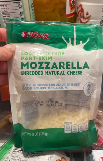 Tops Low Moisture Part-Skim Mozzarella Shredded Natural Cheese