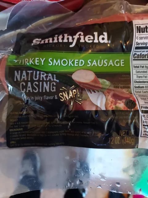 Smithfield Hickory Smoked Turkey Smoked Sausage Natural Casing
