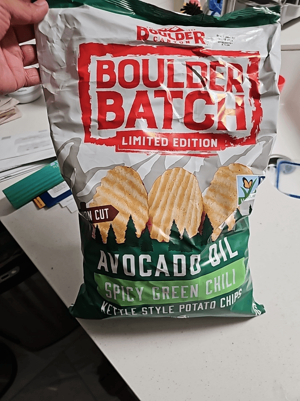 Boulder Canyon Limited Edition Avocado Oil Spicy Green Chili Kettle Style Potato Chips
