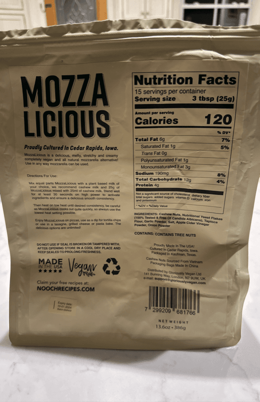 Gloriously Vegan Noochy Licious Mozzalicious