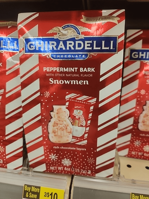 Ghirardelli Chocolate Peppermint Bark Snowmen
