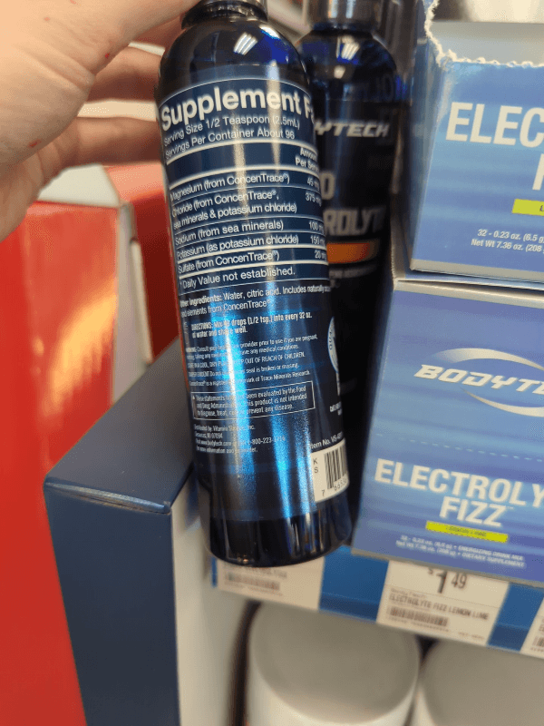 Bodytech Liquid Electrolytes Hydration Unflavored