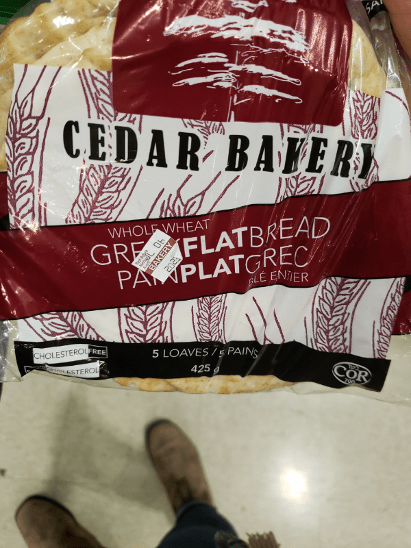 Cedar Bakery Whole Wheat Greek Flat Bread