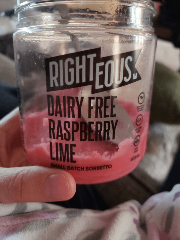 Righteous Dairy Free Raspberry Lime Small Batch Sorbetto