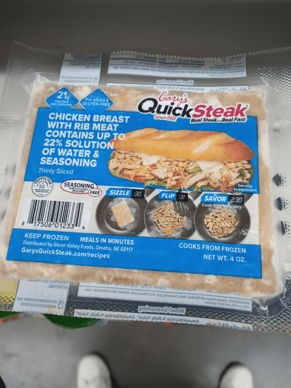 Gary'S Quick Steak Chicken Breast With Rib Meat Thinly Sliced