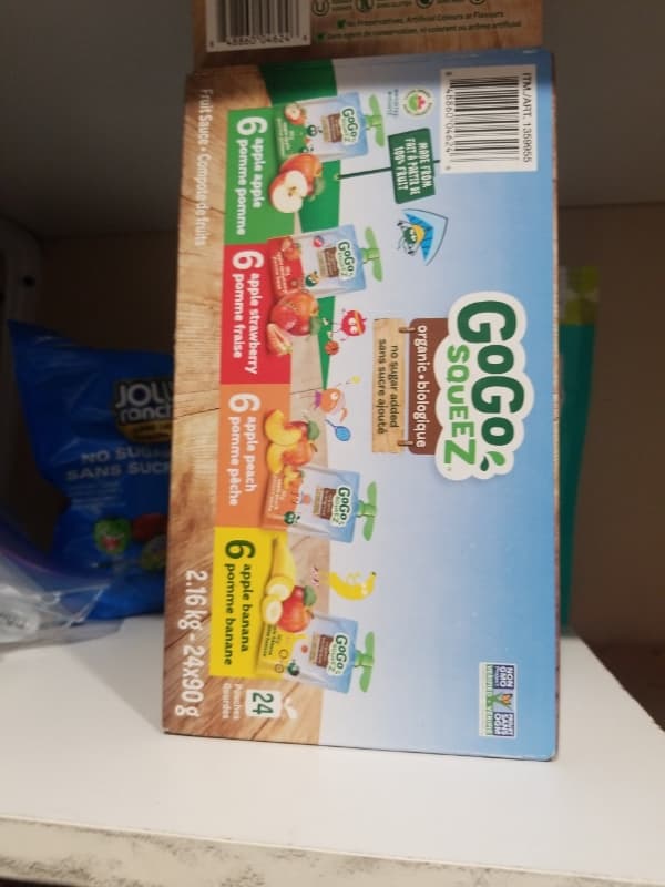 Gogo Squeez Organic Variety Pack Fruit Sauce: Apple Apple, Apple Strawberry, Apple Peach, Apple Banana, 24 Pouches