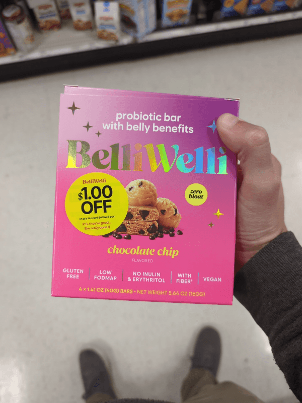Belliwelli Chocolate Chip Probiotic Bar