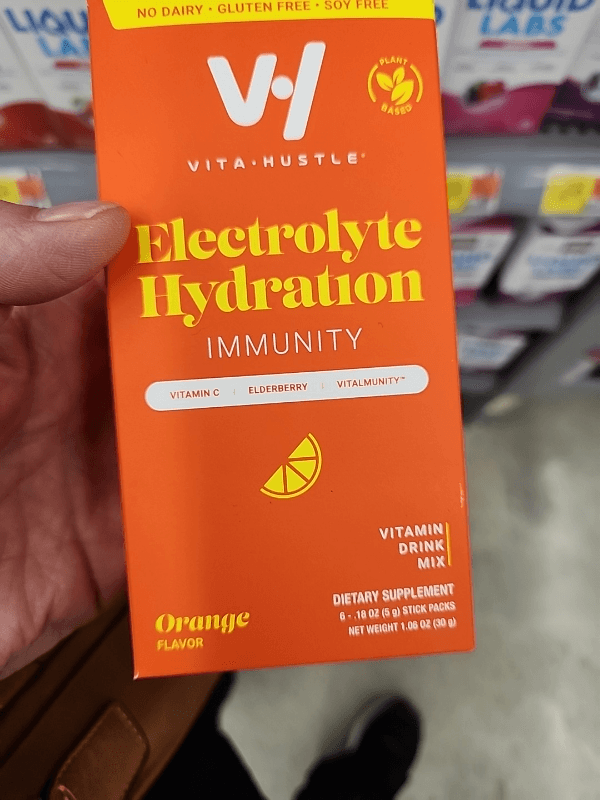 Vitahustle Electrolyte Hydration Immunity Vitamin Drink Mix Orange Flavor