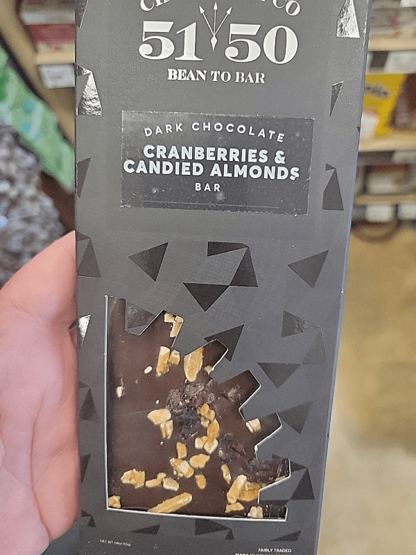 5150 Chocolate Co Dark Chocolate Cranberries & Candied Almonds Bar