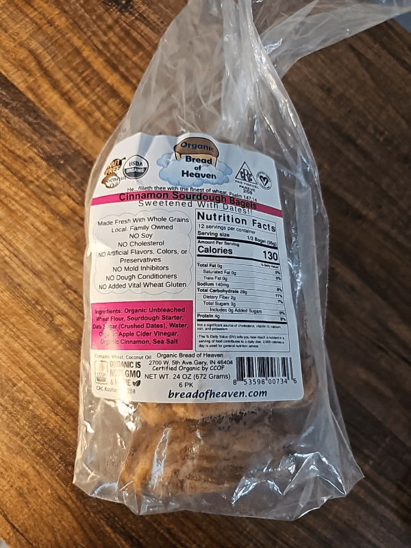 Organic Bread Of Heaven Cinnamon Sourdough Bagels