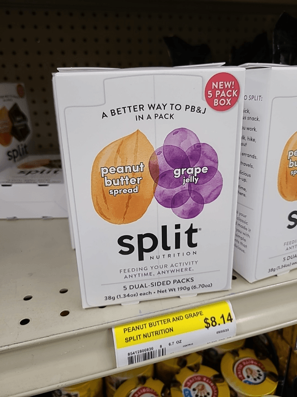 Split Nutrition Peanut Butter Spread Grape Jelly