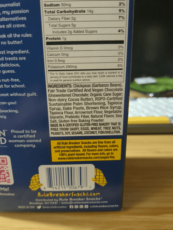 Rule Breaker Snacks Big Box Of Bites Chocolate Chip