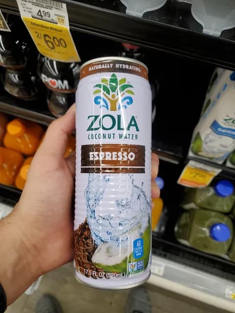 Zola Coconut Water, Espresso Flavor