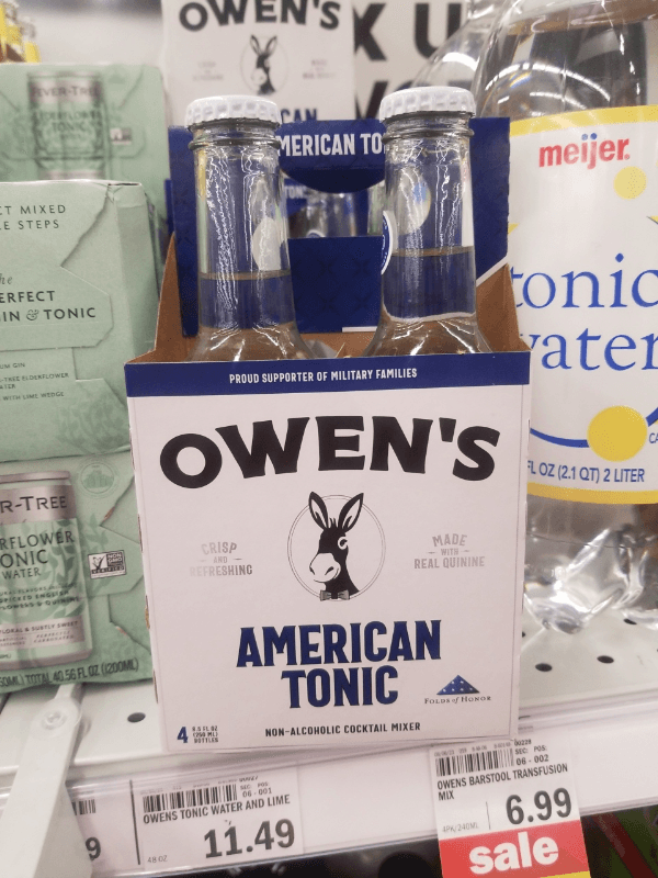 Owen'S American Tonic Non-Alcoholic Cocktail Mixer 4 Bottles
