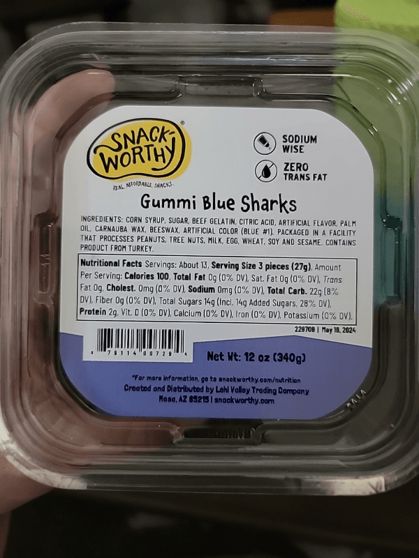 Snack Worthy Gummi Blue Sharks