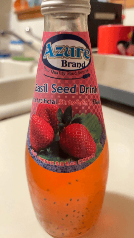 Azure Brand Basil Seed Drink With Artificial Strawberry Flavor