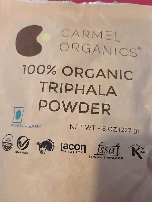 Carmel Organics 100% Organic Triphala Powder For Export Only