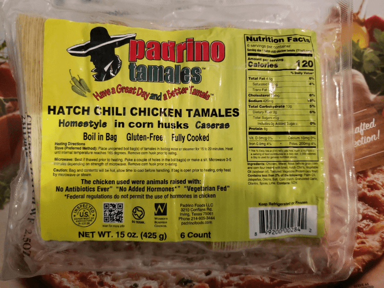 Padrino Tamales Hatch Chili Chicken Tamales