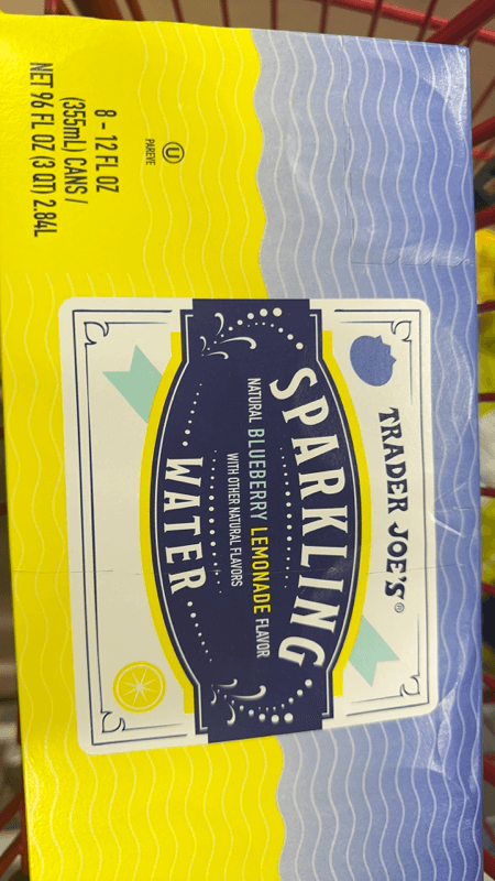 Trader Joe'S Sparkling Water Natural Blueberry Lemonade Flavor With Other Natural Flavors