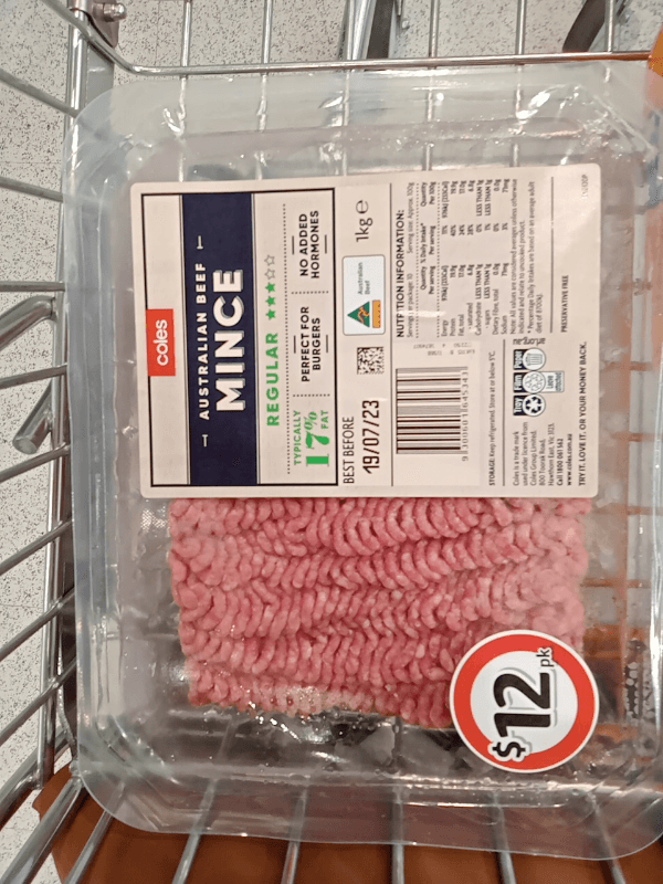 Coles Mince Australian Beef Regular 1Kg