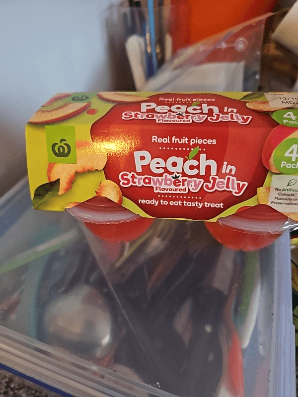 Woolworths Peach In Strawberry Jelly