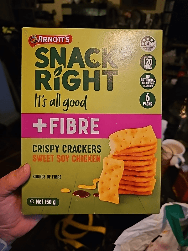 Arnott'S Snack Right Sweet Soy Chicken Crispy Crackers