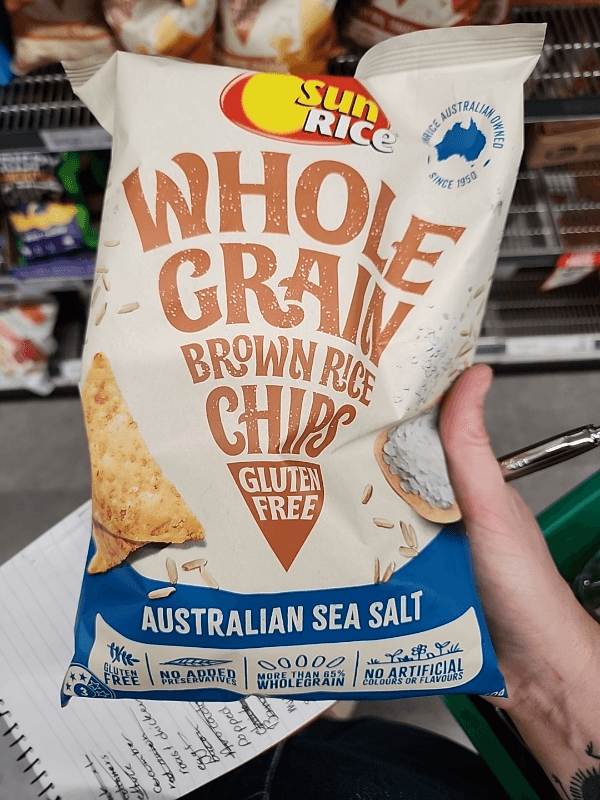 Sun Rice Australian Sea Salt Whole Grain Brown Rice Chips