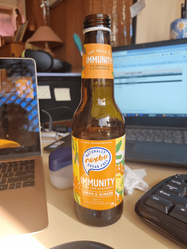 Nexba Naturally Sugar Free Immunity Sparkling Nootropic Lemon & Ginger