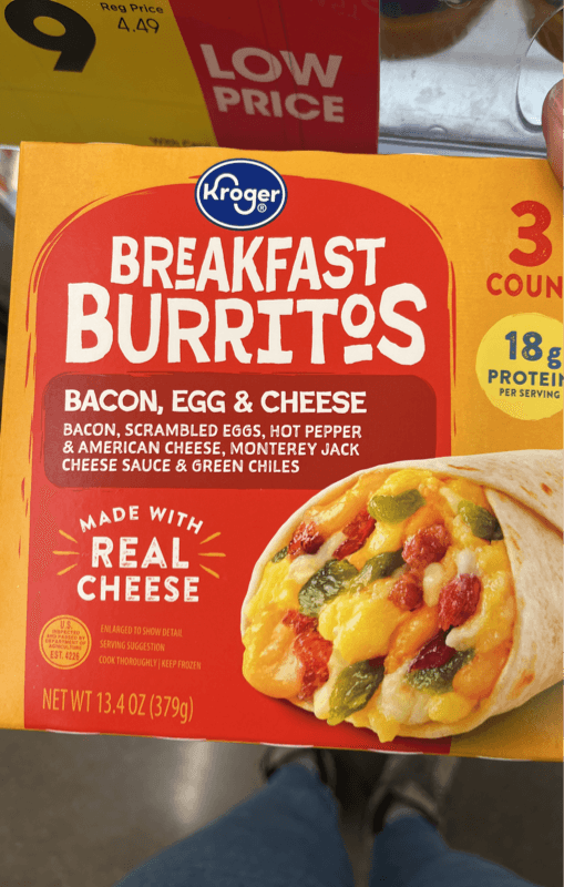 Kroger Breakfast Burritos Bacon, Egg & Cheese