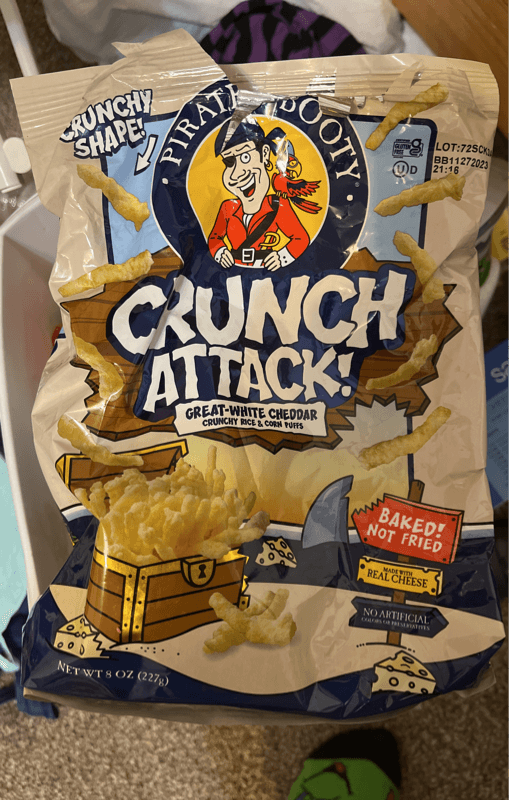 Pirate'S Booty Crunch Attack Great-White Cheddar Crunchy Rice & Corn Puffs